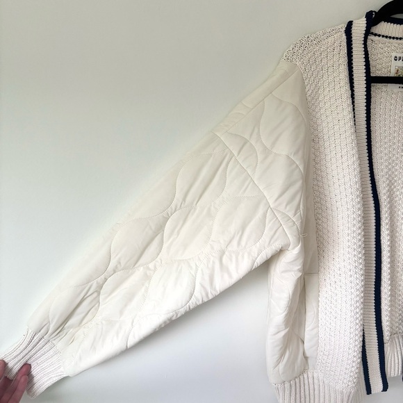 Offline by Aerie Quilted Knit Cardigan Puffer Cream Navy Oversized Sweater Cozy - Picture 6 of 12
